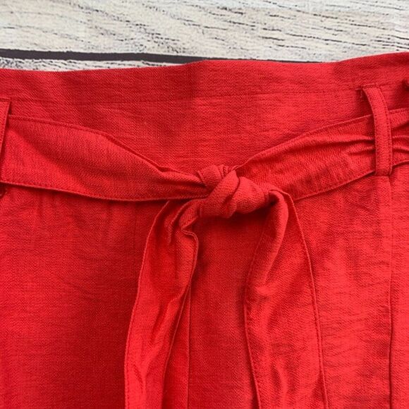 Maurices Shorts sz L 12 High Rise Tie Front 4" Inseam Coral Pull on Belt New NWT - Picture 2 of 6